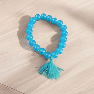Blue Bead Tassle Bracelet